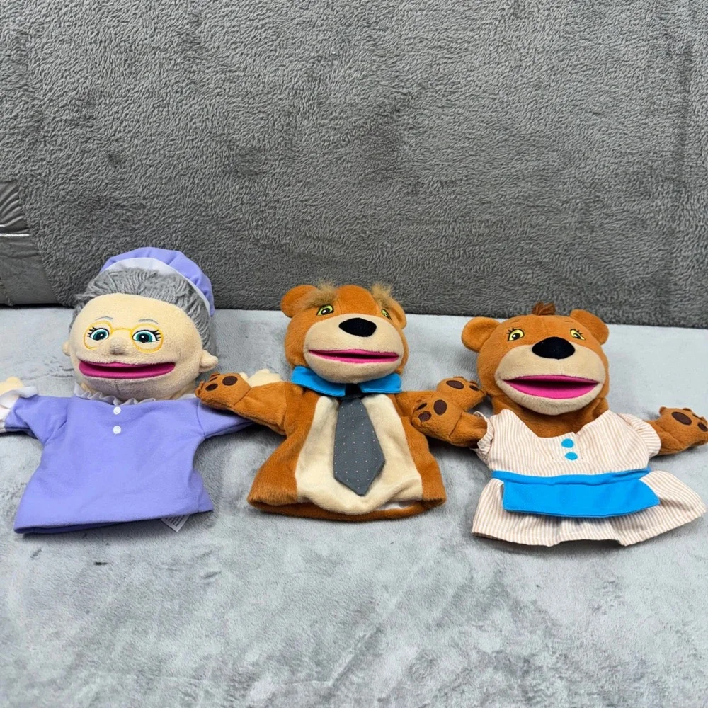 Lakeshore Learning Hand Puppets Set 3 Goldilocks Bears Grandma Plush Good‎ Size